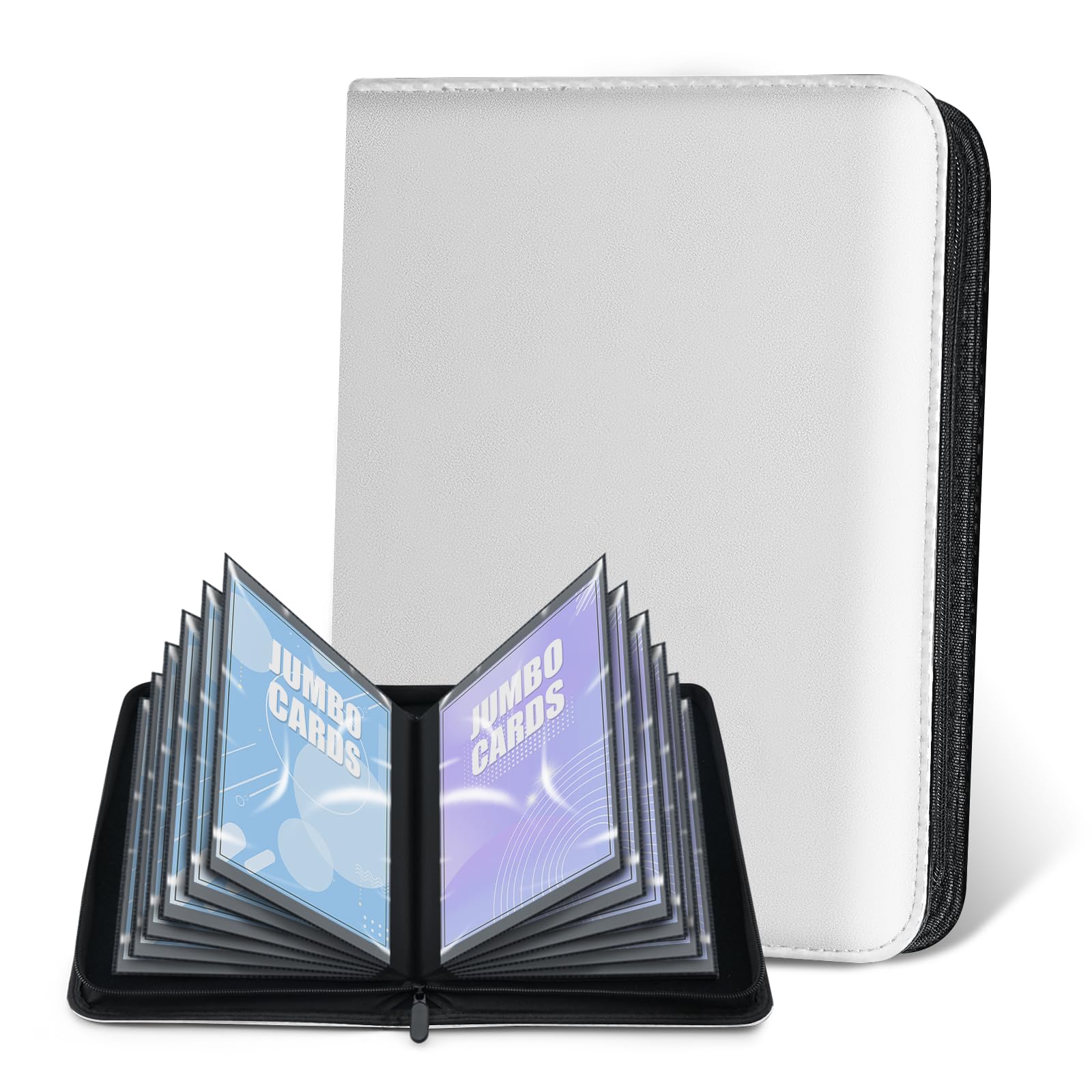 WITHYU Classeur Cartes Jumbo – Cuir PU – 60 Pochettes – 13.7x18.8 Cm – Fermeture – Cadeau Collectionneur