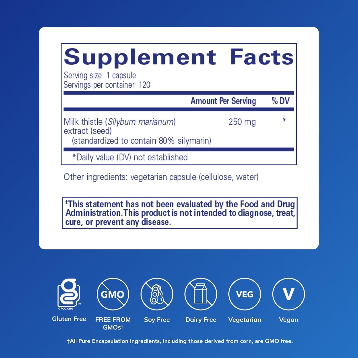 Pure Encapsulations Silymarin - 250 mg Milk Thistle Per Capsule - Liver Health Support - Antioxidants Supplement - Non-GMO & Vegan - 120 Capsules - Image 2