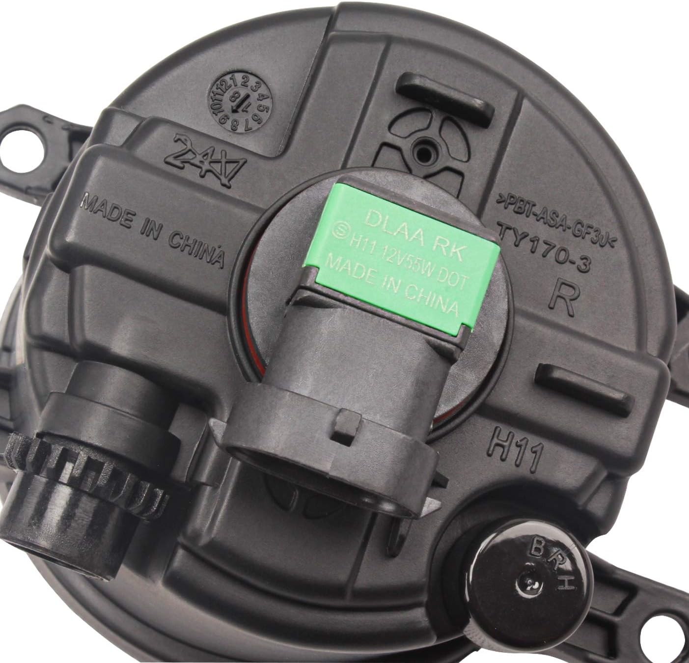 DLAA Front Fog Lights Compatible with Toyota 2013 2014 2015 Corolla Axio Front Fog Lamps Set - 1 Pair (Black)