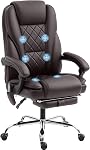 Vinsetto chaise de bureau de massage avec repose-pieds, chaise de jeu inclinable Velvet 6 Point de vibration, Hauteur réglable, Fonction d'inclinaison, Gris