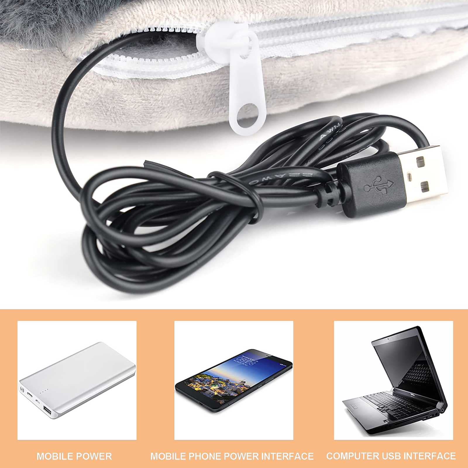 Elektryczny ogrzewacz do stóp, zmywalny elektryczny podgrzewany ogrzewacz do stóp USB, wygodna miękka zimowa ciepła poduszka elektryczna do stóp, domowe biuro