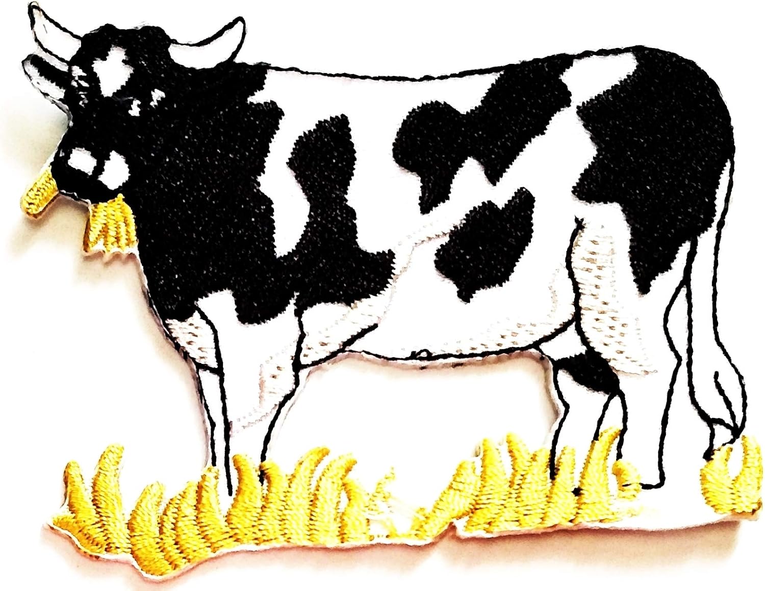 Nipitshop Patches Cute Cow Animal Eat Grass Cartoon Kids Patch Embroidered Iron On Patch for Clothes Backpacks T-Shirt Jeans Skirt Vests Scarf Hat Bag