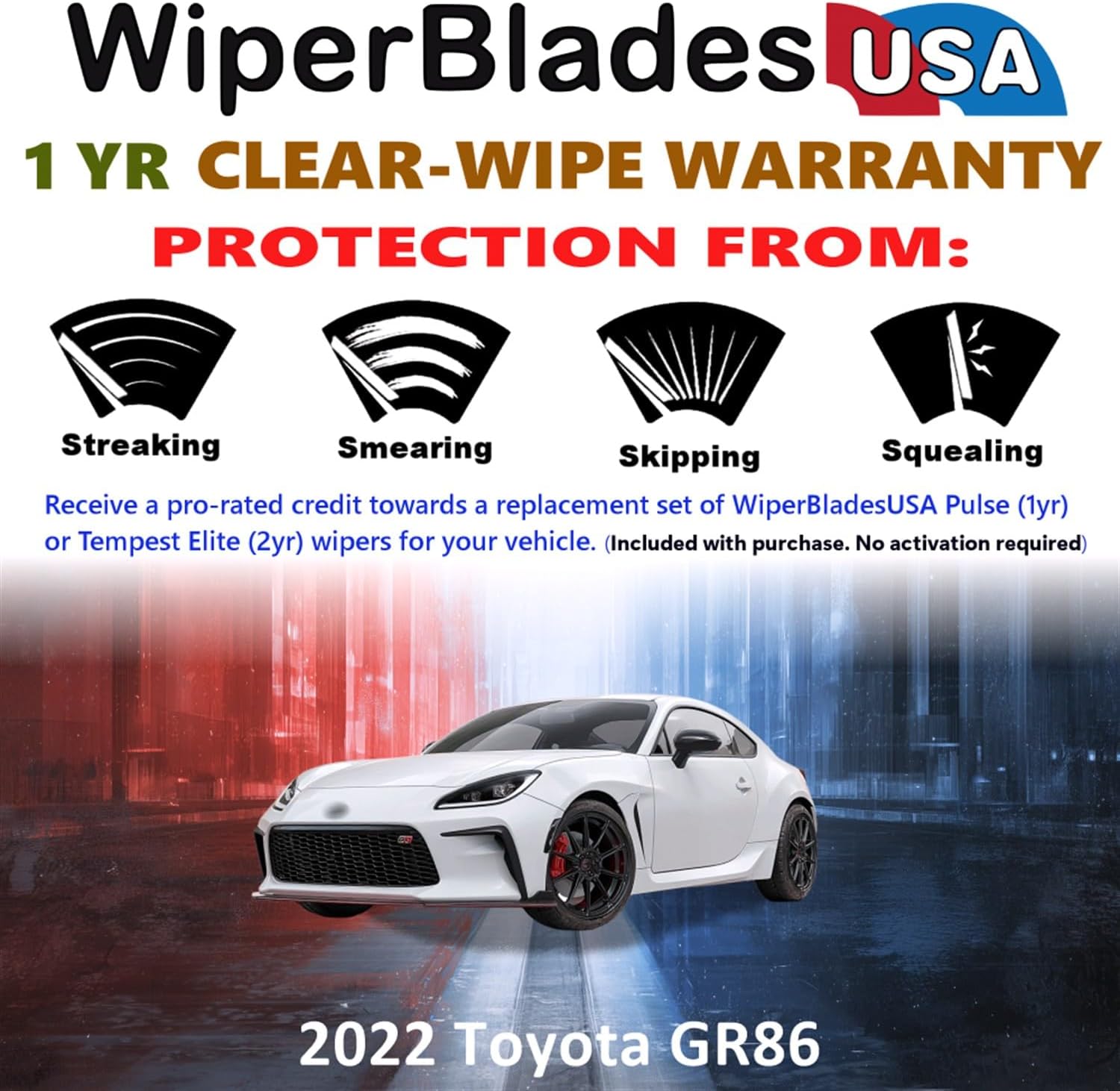 Wiper Blades for 2022 Toyota GR86 Wipers w/1yr Warranty (Set of 2)