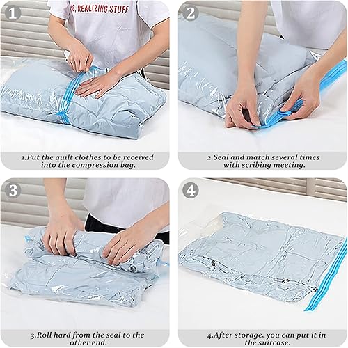 Miniatura 3 de Andiker Bolsas de almacenamiento al vacío, 6 unidades, transparentes y de protección del medio ambiente, bolsas de compresión de viaje, bolsas de