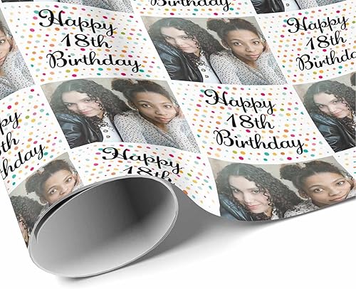 Miniatura 4 de M YESCUSTOM Papel de regalo de cumpleaños personalizado con imagen Age personalizado 1st 1st 18th 30th 40th 50th 60th Happy Birthday Gift Wrapping