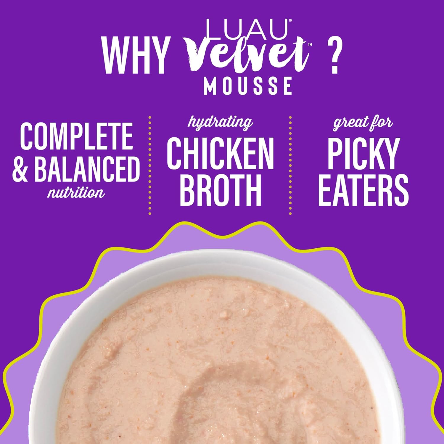 Tiki Cat Luau Velvet Mousse, Chicken & Egg in Broth, Complete Nutrition for Balanced Diet, Wet Cat Food For All Life Stages, 2.8 oz. Pouch (12 Count)