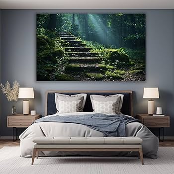 Amazon.co.jp: ZFXFHDR(へ楽ーツ) 森の絵画 山川草木 キャンバス