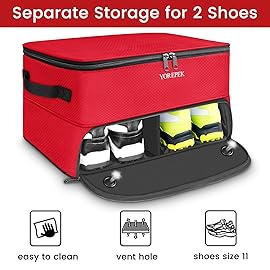 YOREPEK 2 Layer Golf Trunk Bag Organizer, Sturdy Golf Trunk Storage Storing 2 Pair Shoes and Golfing Essentials for Women In One, Towel, Hats, Cleaner Brush, Divot Tool, Gifts for Women Golfers, RED