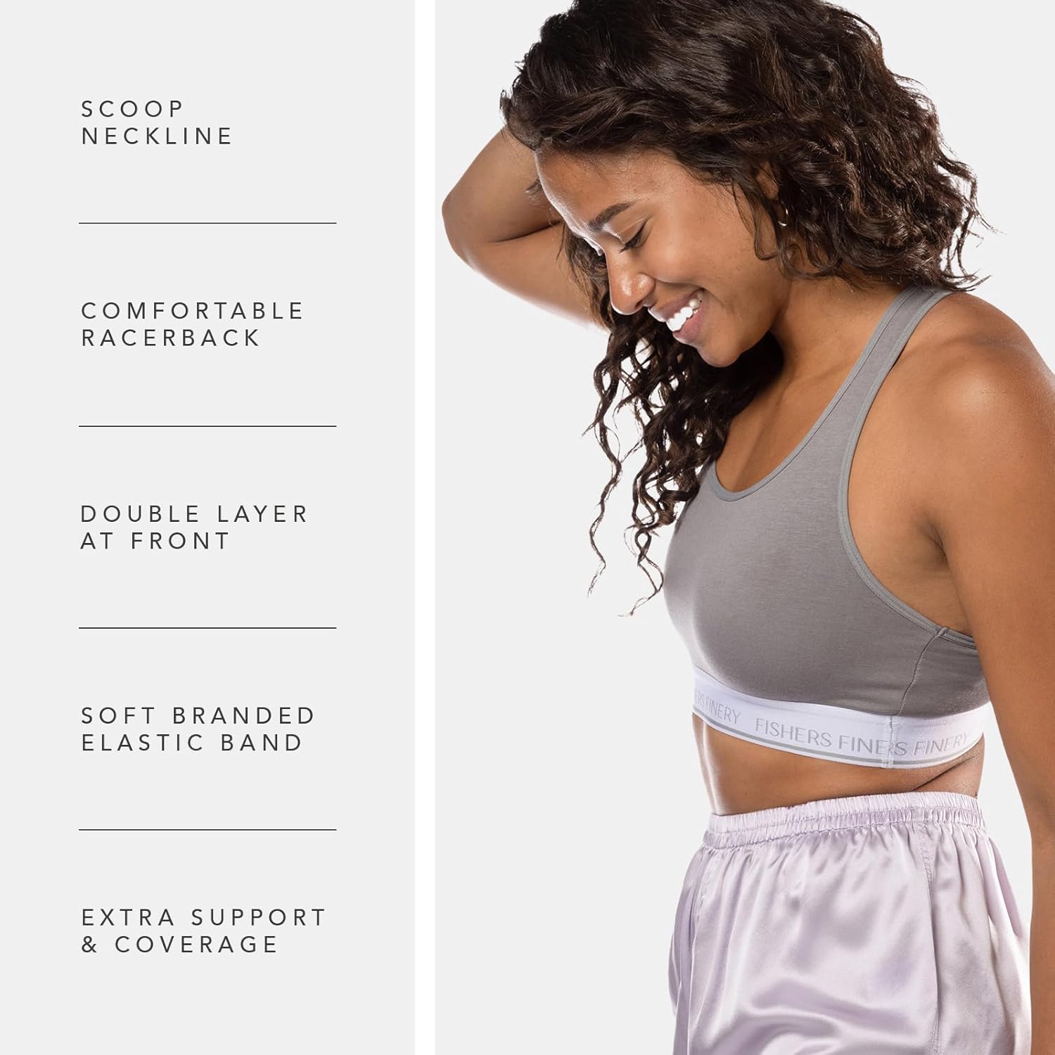 Fishers Finery Racerback Bralette - Everyday Comfort Wireless and Seamless Ultra Soft