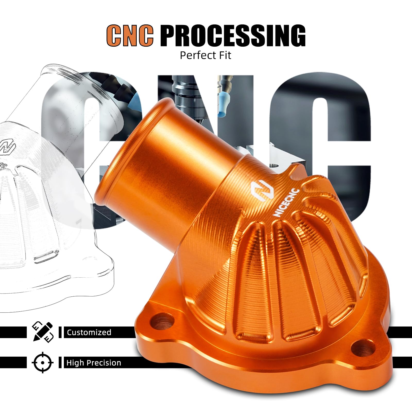 NICECNC Couvercle de boîtier de thermostatCompatibile with Norden 901/Expedition 2022-2024, 790 890 Duke/R 2018-2024, raccord de tuyau d'eau, remplacement pour 63535019000, 63535019200, voir