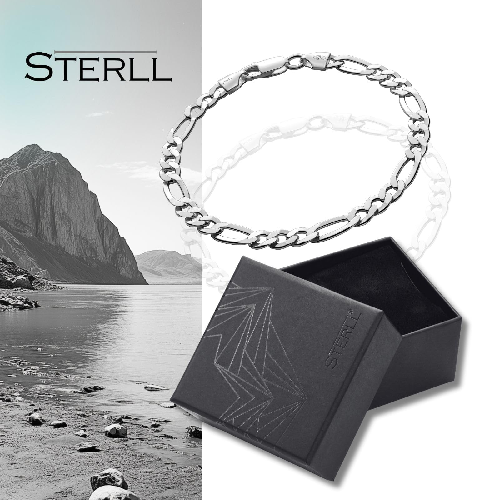 Herren-Armband aus massivem 925 Silber, ideal als Geschenk für Mann oder Freund, mit Schmuckbox