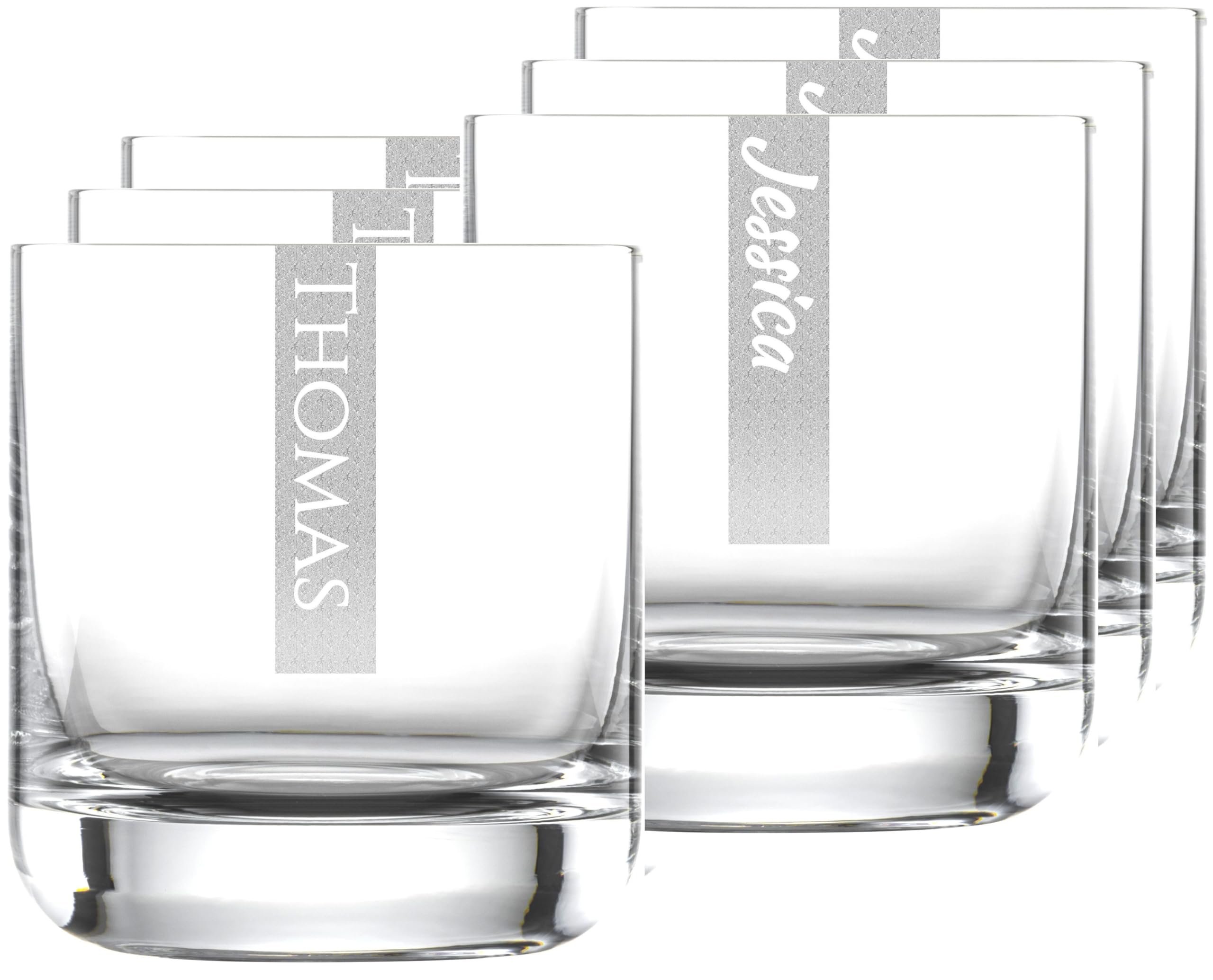 6X Whiskyglas mit Gravur 6er Set | 300ml Schott Glas mit Namen | LogoGlas | Spülmaschinenfest | Trinkglas & Individuelle Lasergravur