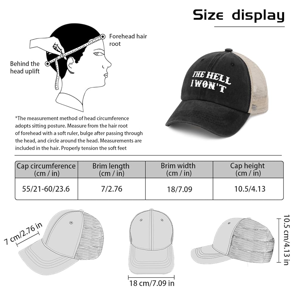 Rtiuortpy The Hell I Won't Trucker Hat Women Funny Mesh