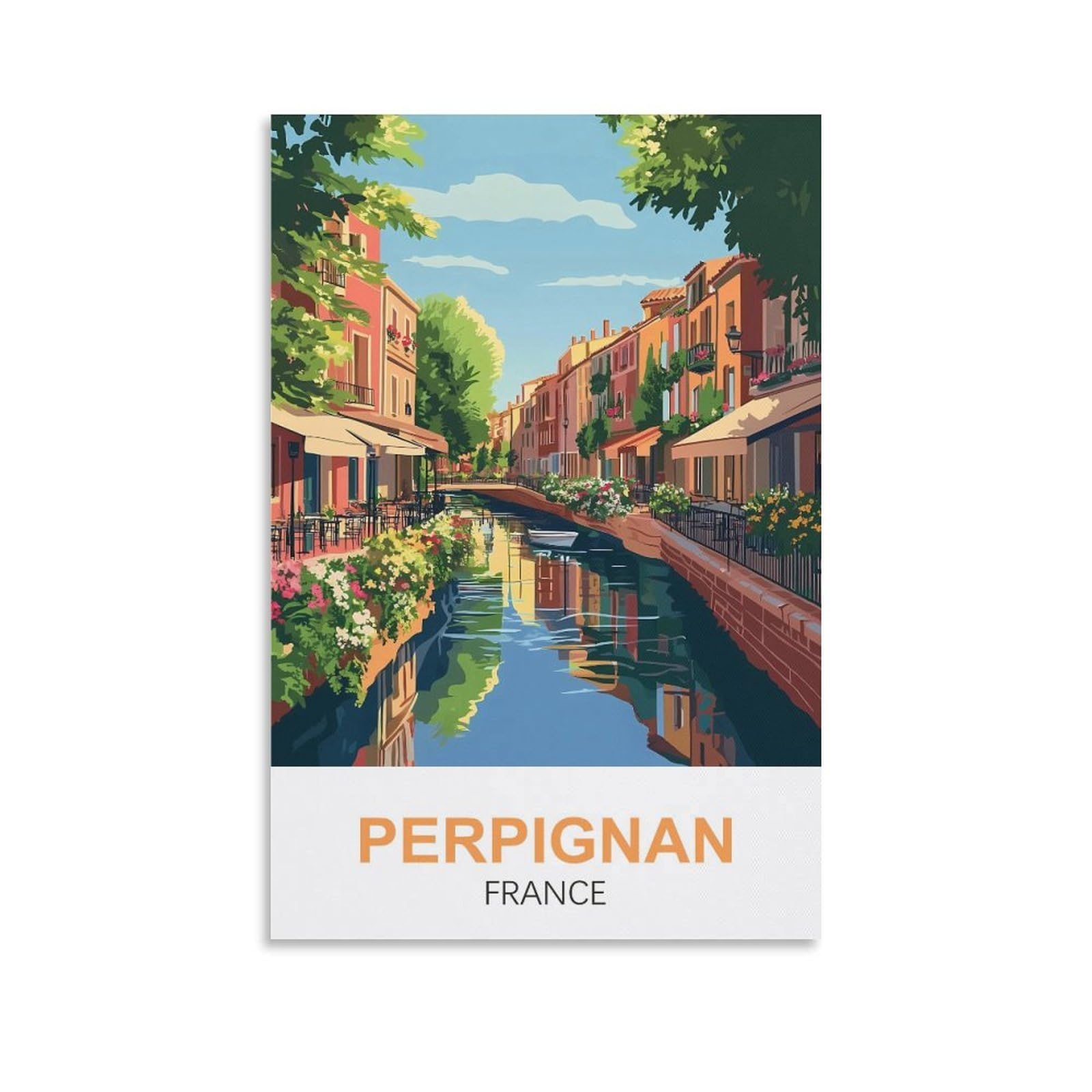 EZMLFA 5D Diamond Art Kits for Beginner,Perpignan France,Diamond Art House DIY Diamond Art Kits for Home Wall Decor 50x60cm