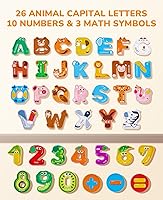 Vista 2 de JoyCat Imanes de Alfabeto de Madera Gruesos para Niños Pequeños Nevera Tamaño Grande Lindo Animal Colorido Letras Magnéticas ABC 26 Letras