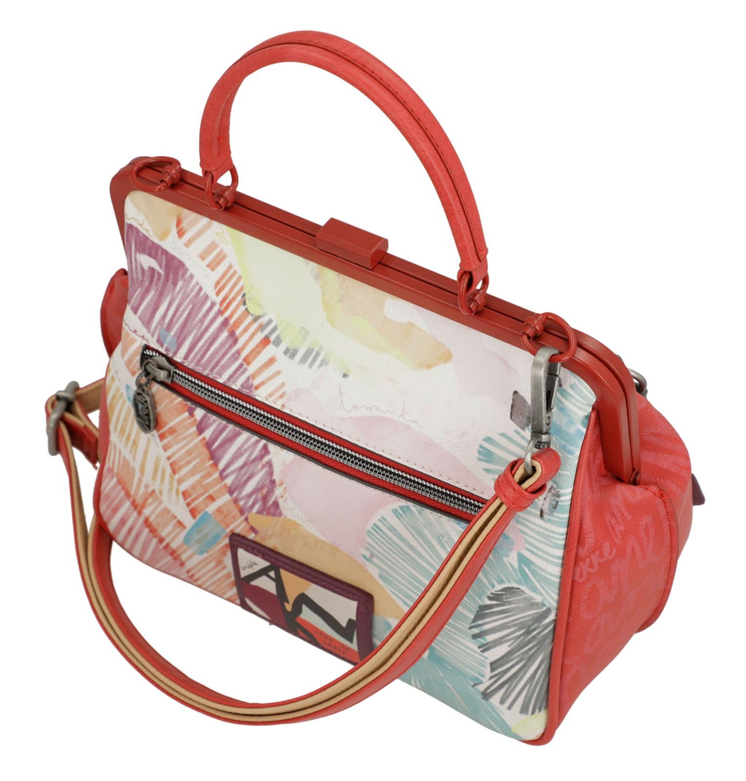 Anekke - Bandolera Mujer - Bandolera de Polipiel para Mujer con Correa Ajustable, Asa de Mano y Cierres de Cremallera - 3 Compartimentos - Accesorios y Complementos Mujer - Medidas 23x21x12 cm