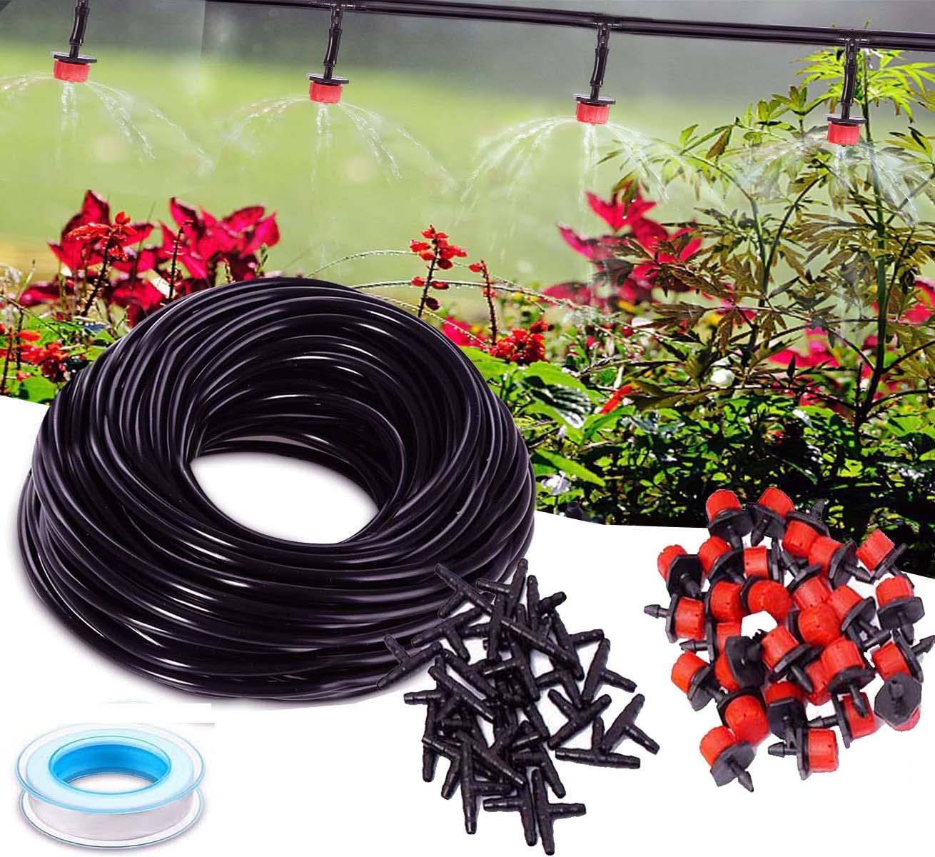 DIY Crfats Drip Irrigation Sprinkler Kit Cap 360° Degree Adjustable Water Flow Drippers / Emitter Drip System for Garden Lawn Outdoor Indoor Plant Drip Irrigation Kit (25x, Drip Kit)