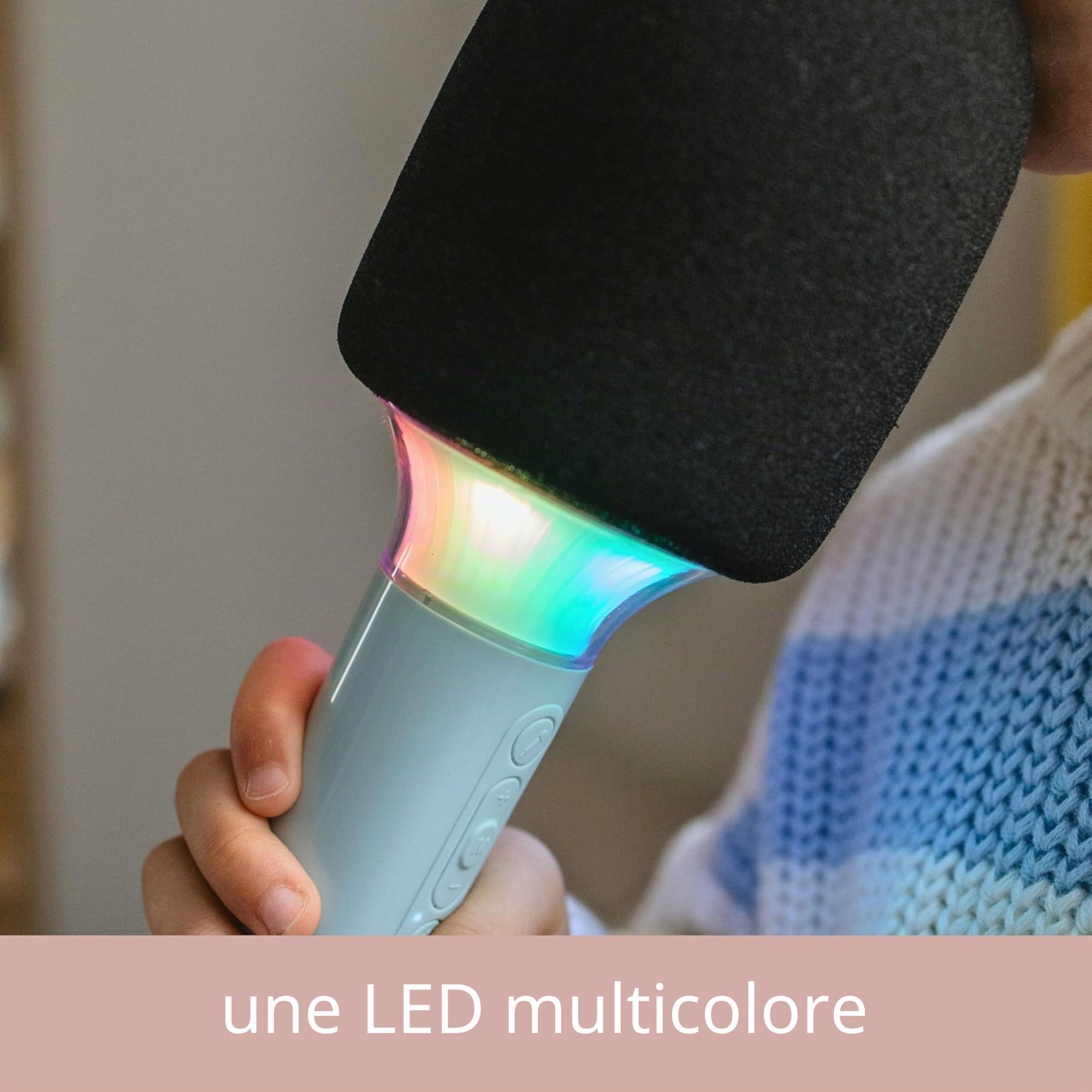 KIDYWOLF Kidymic Rose – Micro Karaoké Enfant Bluetooth avec Effets Sonores et Lumineux – Microphone Ludique pour Chanter, S’Amuser et Créer en Famille