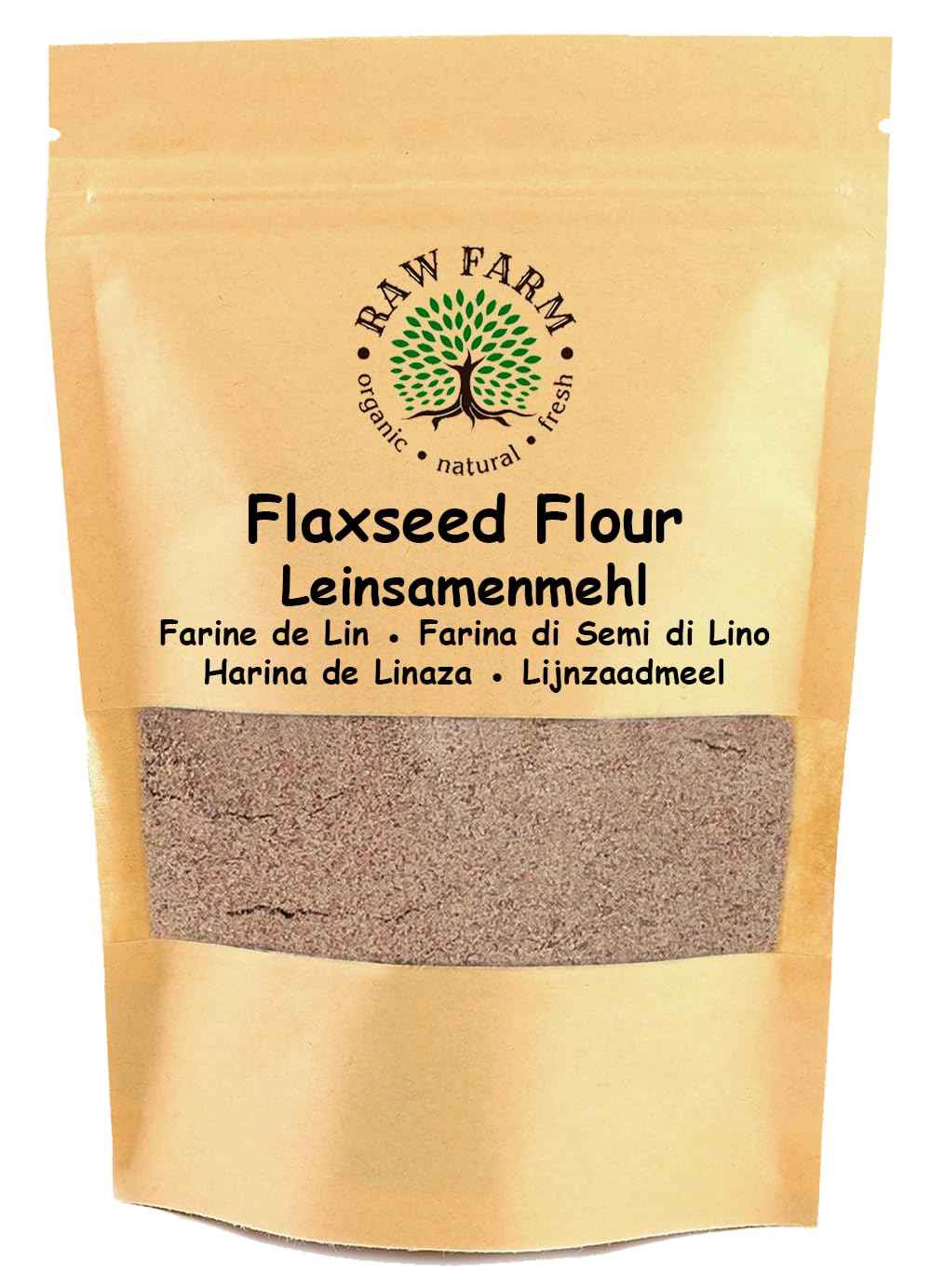 Raw Farm - Harina de Semillas de Lino - 1kg - 100% Pura, Sin Gluten, Rica en Proteínas, Baja en Carbohidratos, Sin Frutos Secos, Para Hornear, Cocinar y Smoothies