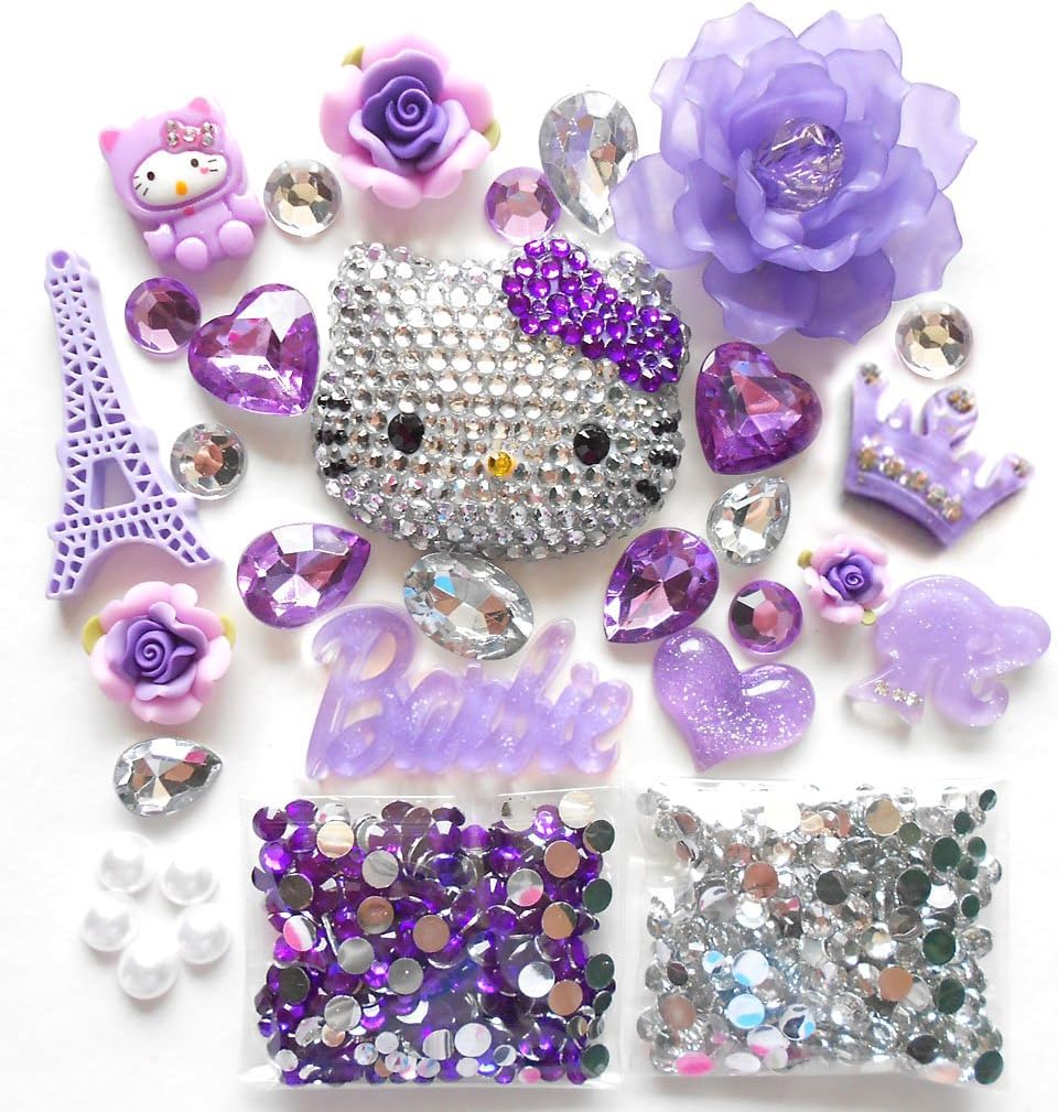 LOVEKITTY DIY 3D Blinged Out Kitty Inspired Cell Phone Case Resin Cabochons Deco Kit/Set