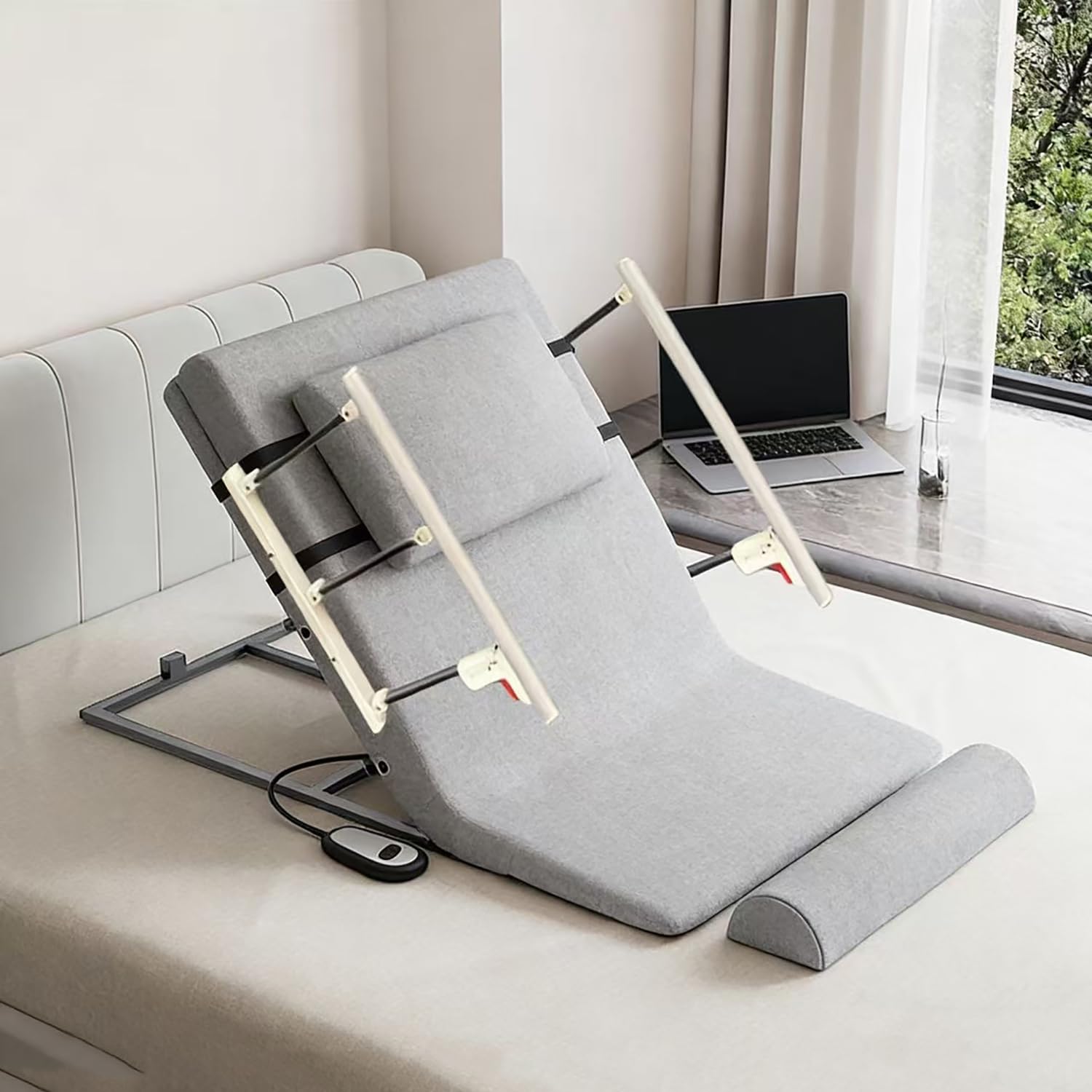 Sollevatore elettrico per cuscino medico per schienale del letto, funzionamento con telecomando, angolo regolabile da 2 a 80°, design con giacca rimovibile e lavabile, per anziani e feriti