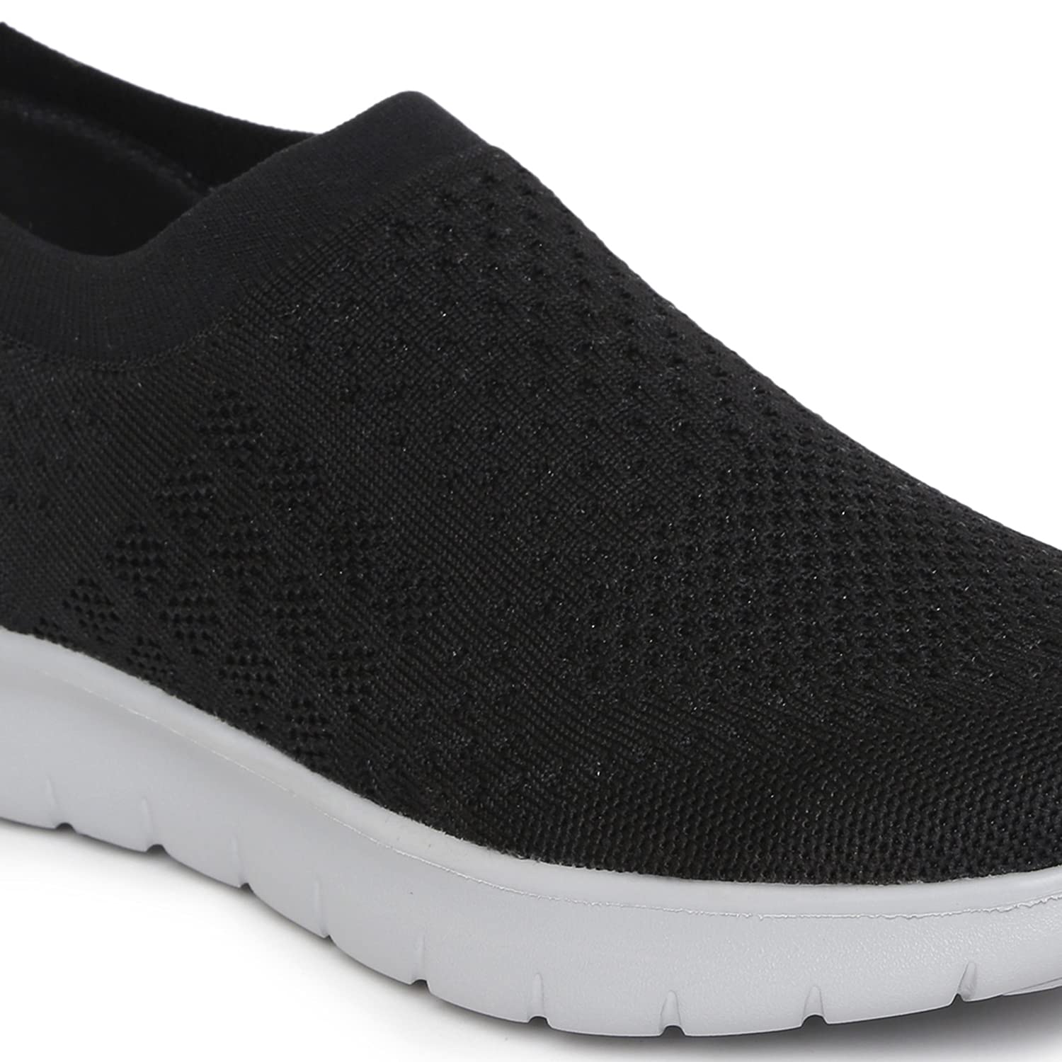Marc Loire Women's Athleisure Comfortable Knitted Active Wear Slip-On Casual Shoes (Black, 7) 4