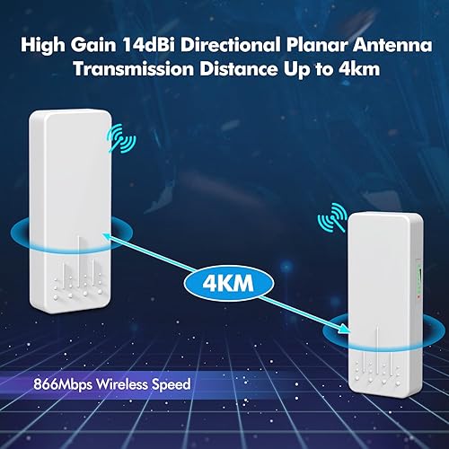 Miniatura 2 de Puente inalámbrico para exteriores, NICGIGA 5.8G 4KM, transmisión WiFi punto a punto, router de puente Ethernet inalámbrico, con 2 puertos LAN