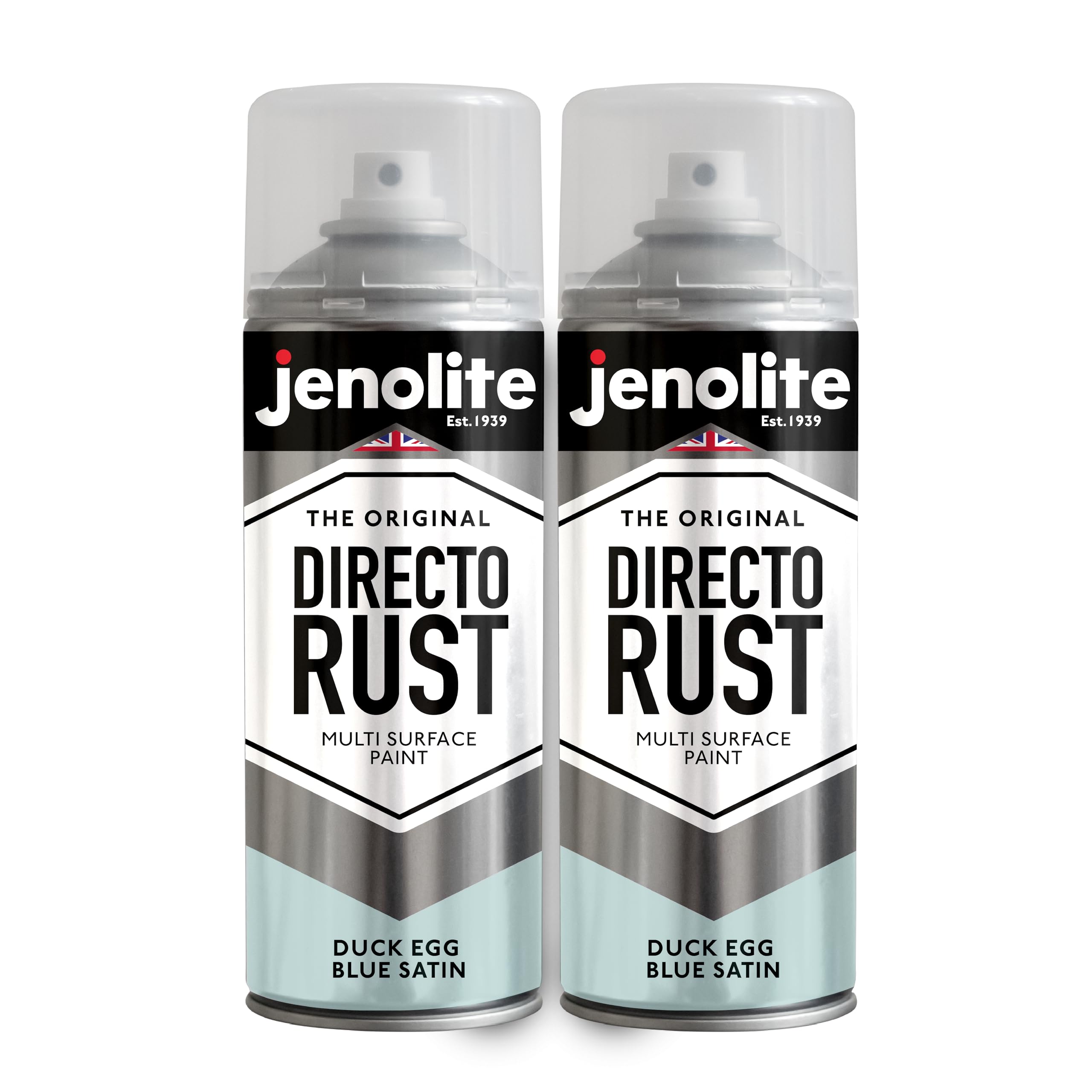 JENOLITE Directorust Vernice Satinata | BLU POLVERE | Vernice spray multisuperficie | Per l'uso su aperture in legno, metallo, plaspa, ceramiche e arrugginite | 2 x 400 ml (RAL 240 80 10