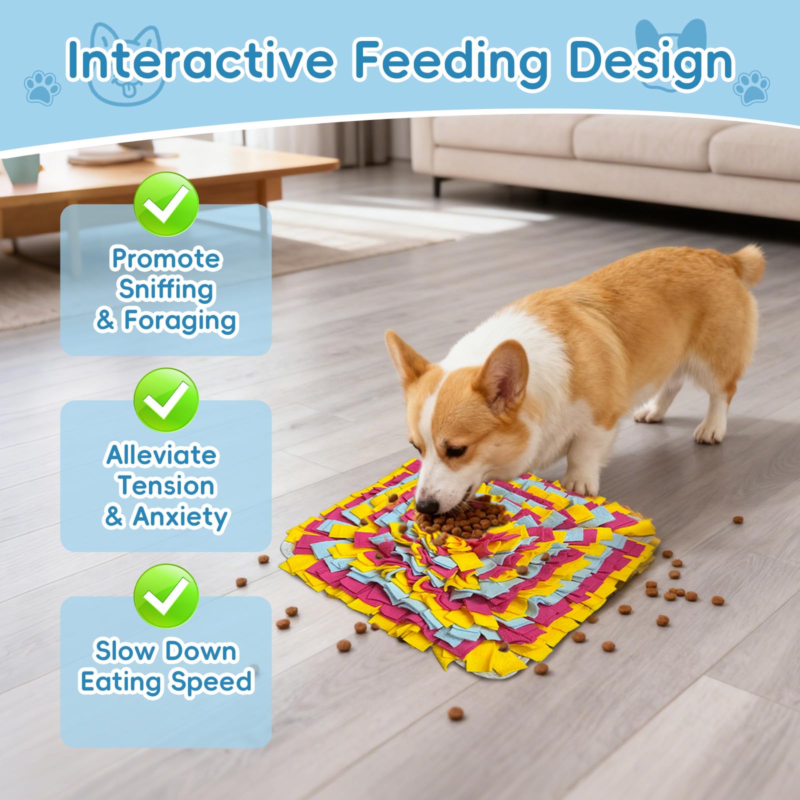 Tappeto Olfattivo Cane, 35 cm Foraggiamento Tappeto per Cani, Giochi per Cani, Lavabile Antiscivolo Tappetino Puzzle per l'allenamento Olfattivo Lo Slow Food e Il Sollievo dallo Stress