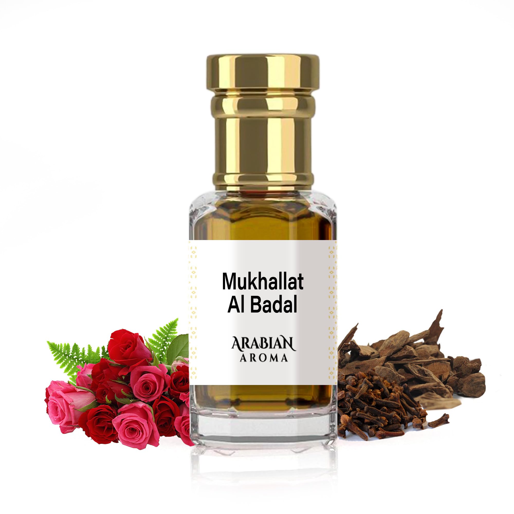 Arabian Aroma Mukhallat Al Badal Attar | Long-Lasting Oud & Rose Perfume with Frankincense | Alcohol-Free, Long-Lasting | 100% Pure | Traditional Arabian Itra Perfume for Men & Women (6ml)