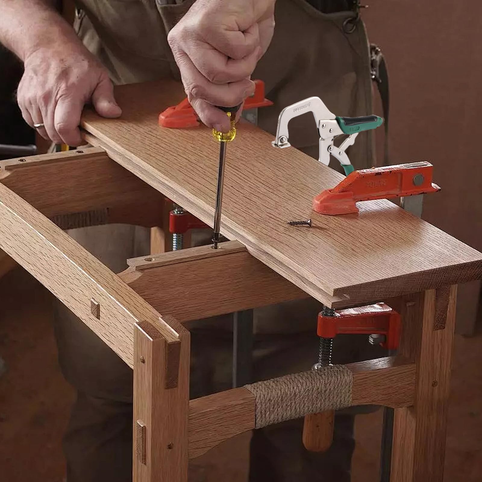 Lot de 2 pinces en C de 28 cm - Serre-joints en C - Pince à serrage rapide - Étau lourd - Avec vis réglables et coussinets pivotants - Pour le travail du bois et les soudeurs