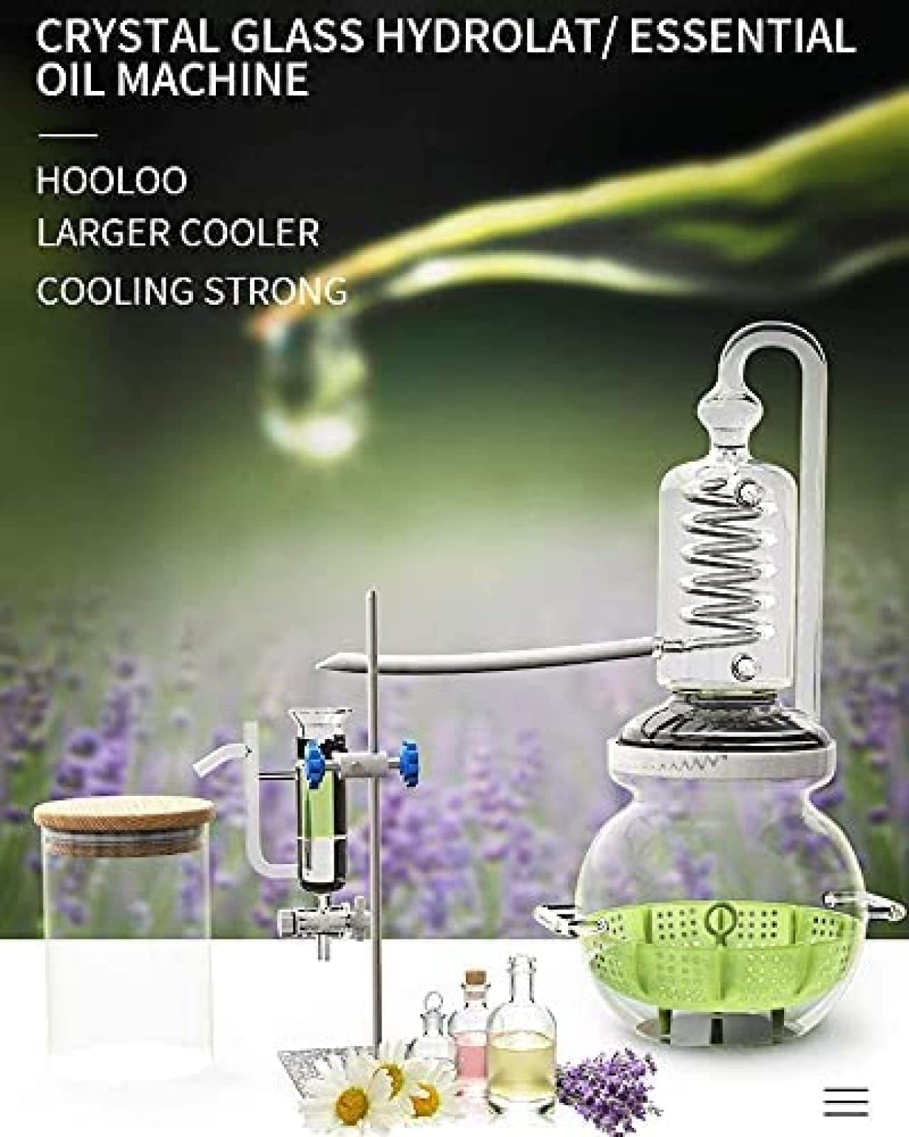 Mini distillatore per oli essenziali, kit di vetreria da laboratorio per distillazione ed estrazione, ideale per insegnamento chimico e uso domestico
