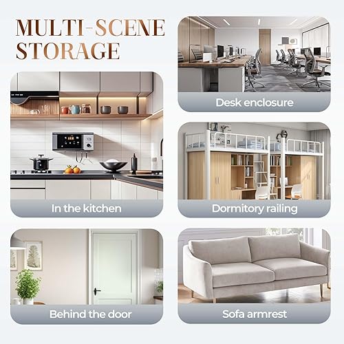 Vista 7 de Gancho para bolso de mesa, 2025 Nuevo soporte para auriculares plegable y que ahorra espacio, ganchos de escritorio multifuncionales con diseño Negro