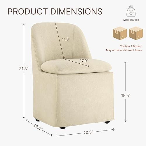 Miniatura 2 de Sillas de comedor tapizadas con ruedas, sillas de comedor modernas con funda lavable y cojín grueso para cocina, sala de estar, dormitorio, tela de