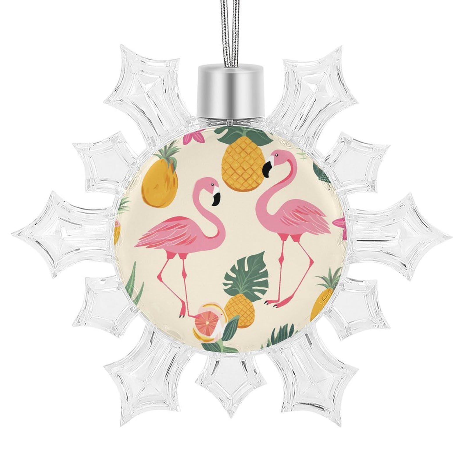 Flamingos and Pineapples Snowflake Ornaments Cute Snowflake Pendant Exquisite Christmas Tree Ornaments for Christmas Weddings New Year Birthday Holiday Celebration