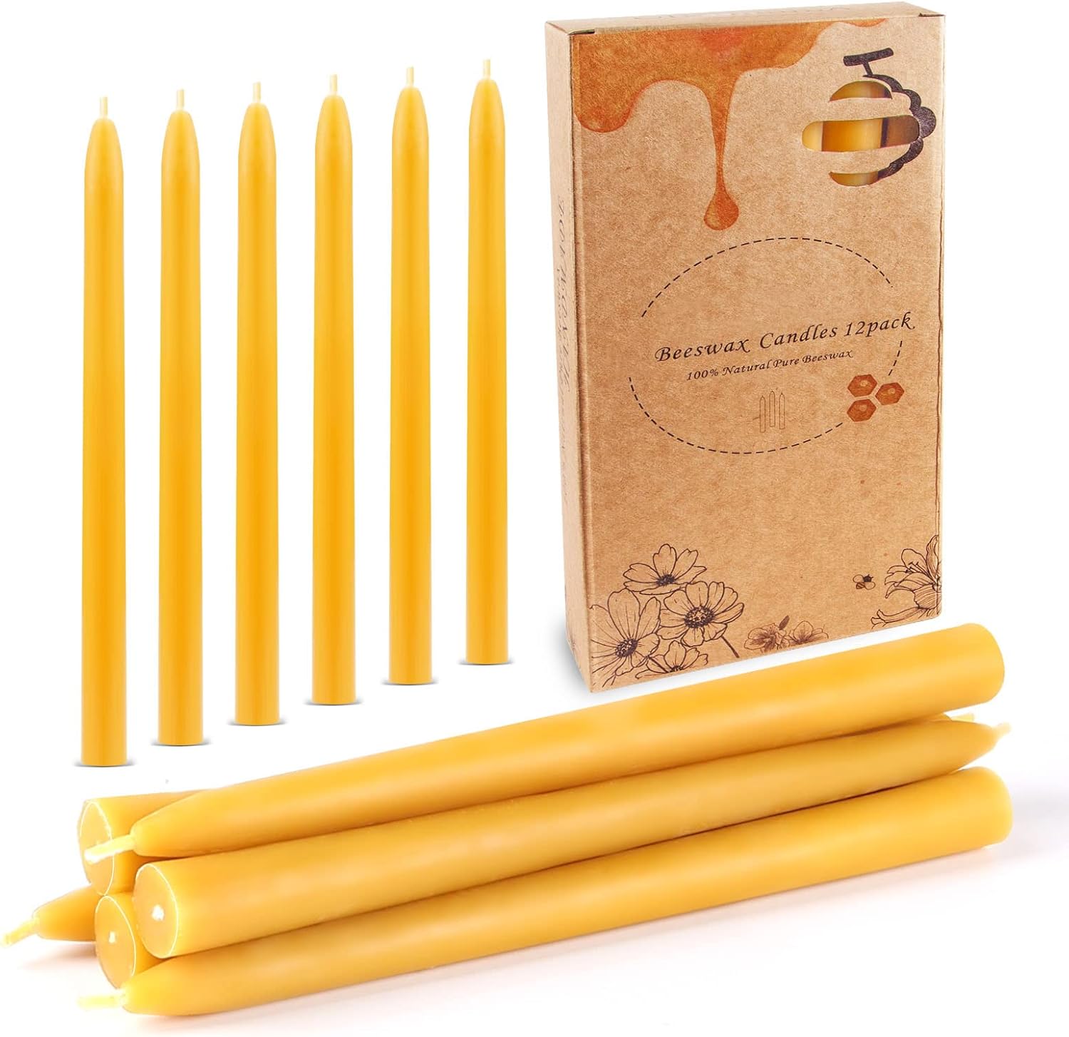 Amazon.co.jp ENCANLIGHT 蜜蝋キャンドル テーパーキャンドル 100ピュア無煙 垂れない 8インチ 12パック