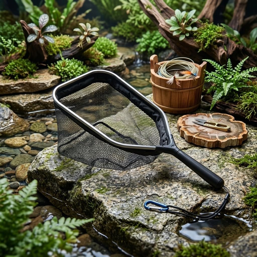 Nexren Retino da pesca in alluminio con tecnologia di galleggiamento dello strato d'aria e maglia rivestita rinforzata spessa per una maggiore durata
