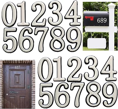 Mailbox Numbers for Outside, MONNCHA House Numbers for Mailbox 3D Self Adhesive mailbox Numbers 2 Inch Door Address Numbers Stickers for Mailbox, Apartment, House, Trash Bins - Silver