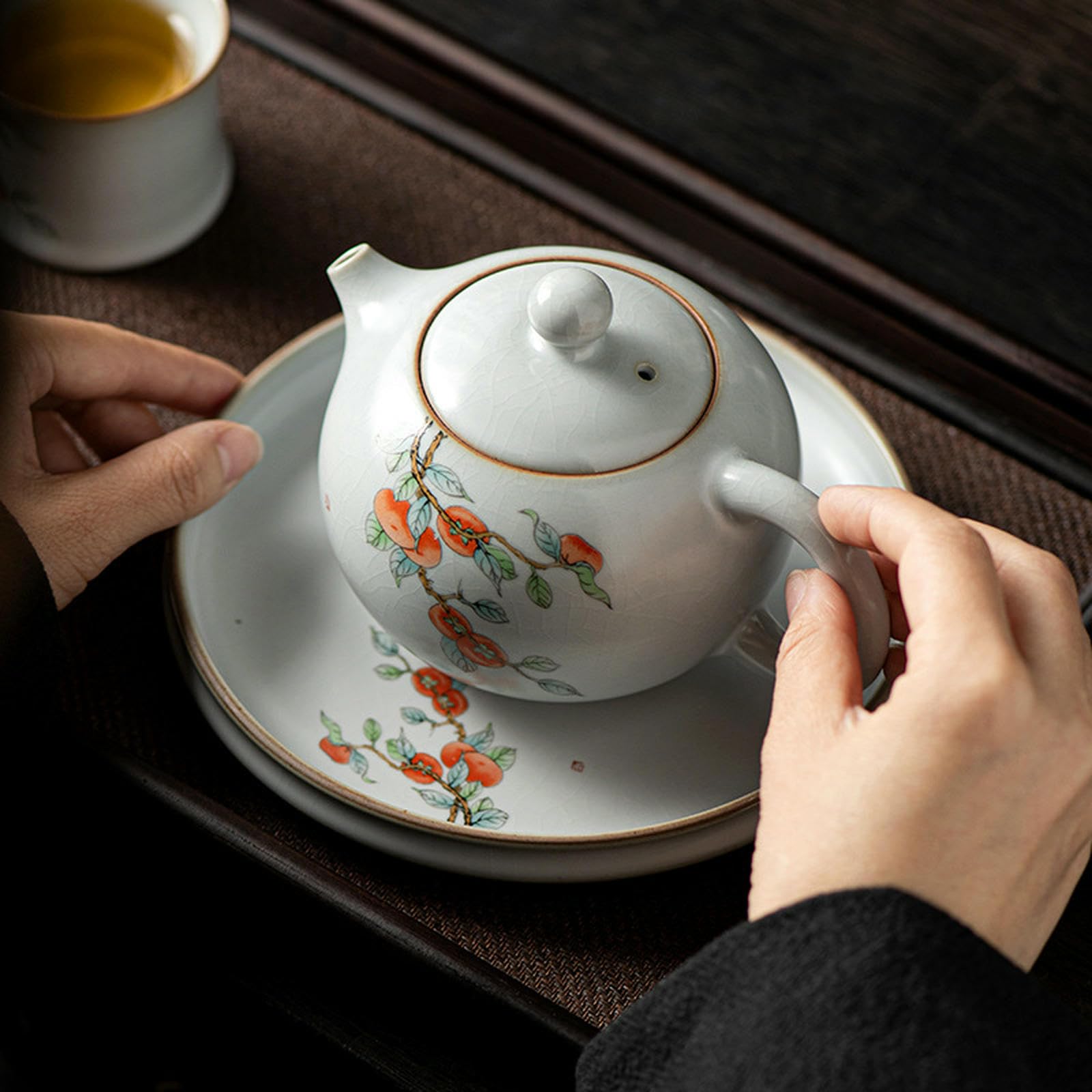 230 ml/8 uncji, ceramiczny czajniczek Xishi w stylu chińskim, Yuebai, retro domowy zestaw do herbaty Kung Fu z glazurą z kruszonym lodem - Da Ji Da Li