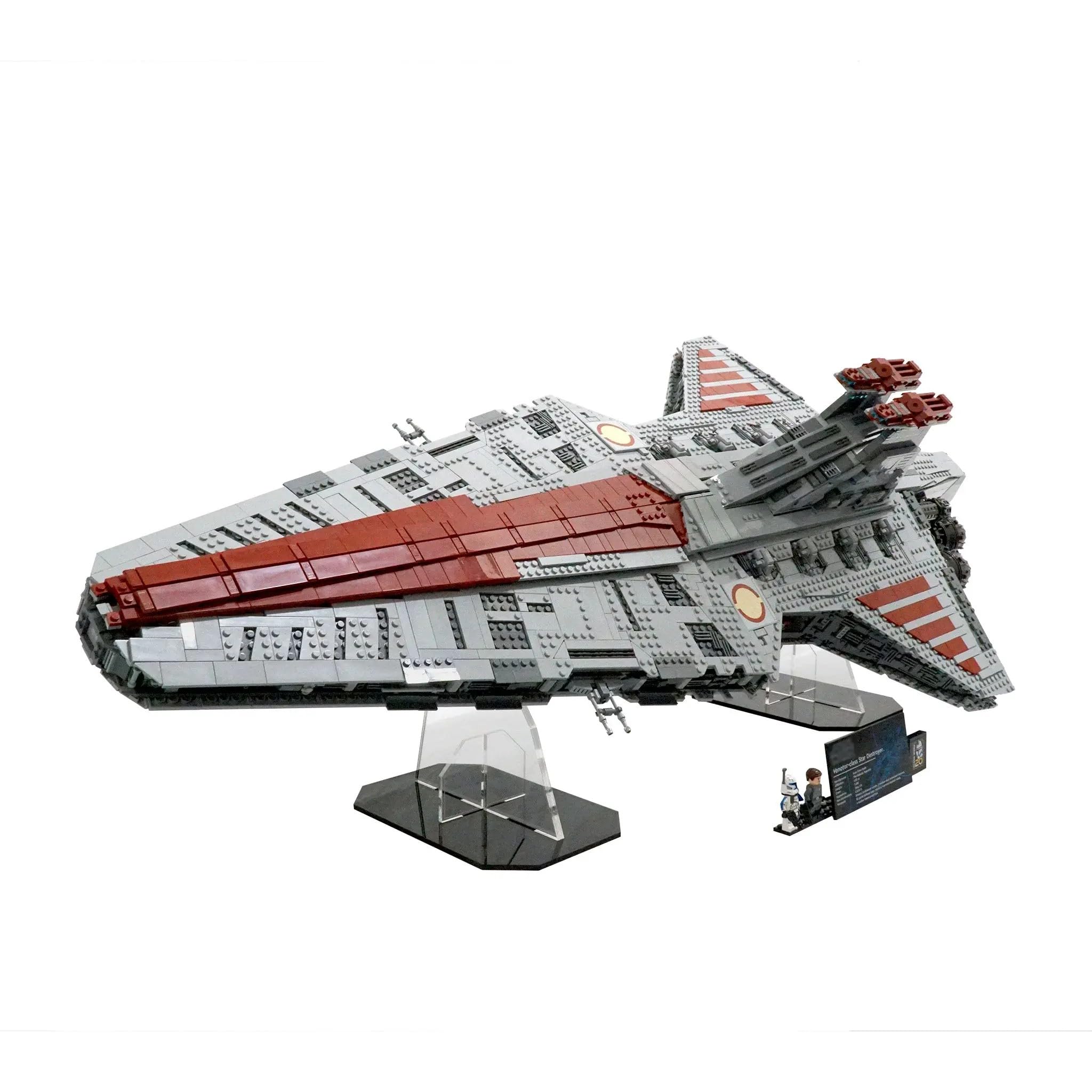 Brickcessories Display Stand Compatible with LEGO Star Wars 75367 Venator-Class Republic Attack Cruiser – 35-Degree Angled UCS Ship Stand – Set Not