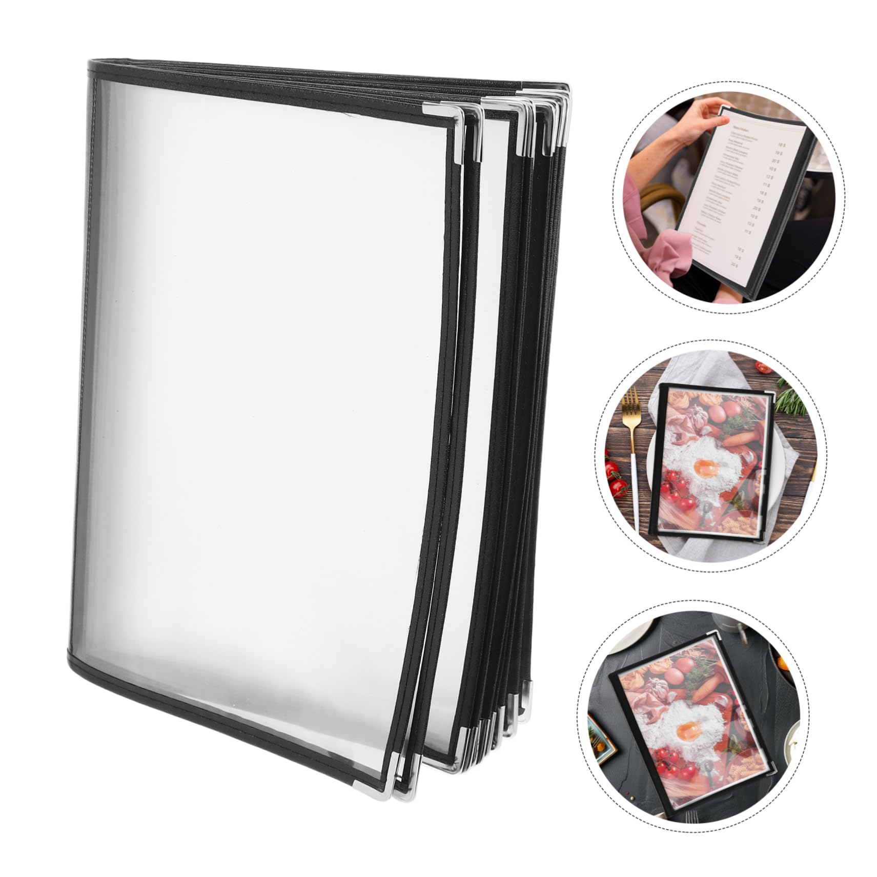 Porta Menù in Pvc Trasparente con Lati per Ristoranti e Bar Forniture per Ristoranti Copertina Trasparente per Libri Porta da Vino Cartellina per Libri da Ristorante