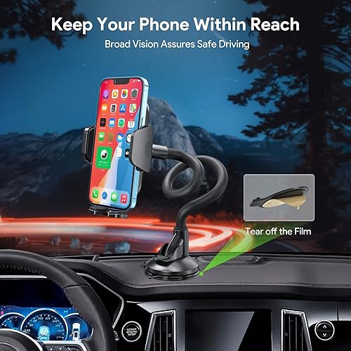 Miniatura 4 de Esoulk Soporte para teléfono de automóvil de brazo largo, soporte ajustable de 11 pulgadas para tablero de instrumentos y parabrisas con ventosa