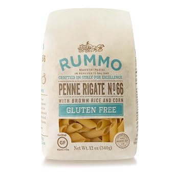 Rummo Gluten Free Penne Rigate N.66 - Gluten Free Pasta, Made with Corn & Rice, Penne Pasta Noodles, Pasta from Italy - 12 Ounce Pack of 1