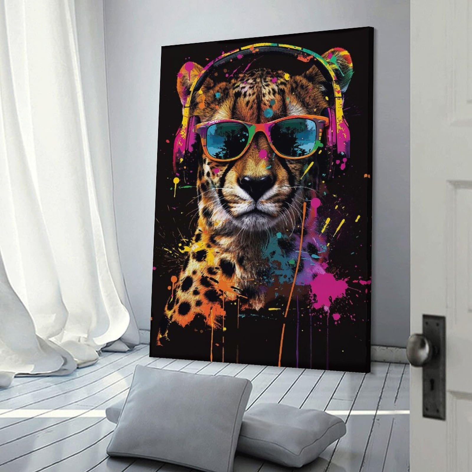 Junmoney Cheetah Colorful Decorative Wall Artwork, 20x30inch(50x75cm), for Corridors, Hallways Or Apartment Entries, Home Artwork for First Impressions