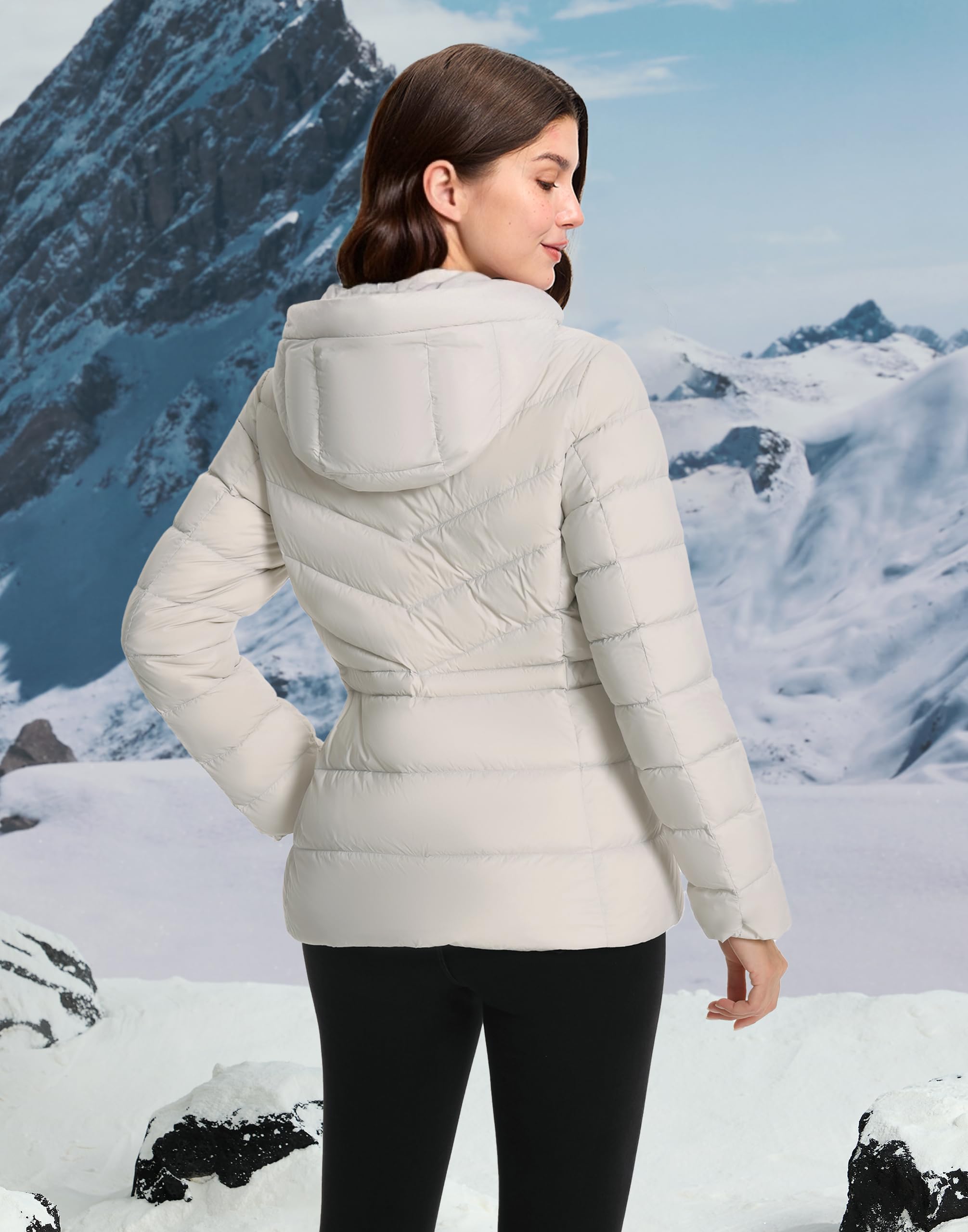 Pioneer Camp Piumino da donna, leggero, con cappuccio, invernale, idrorepellente, trapuntato, per attività all'aria aperta, casual