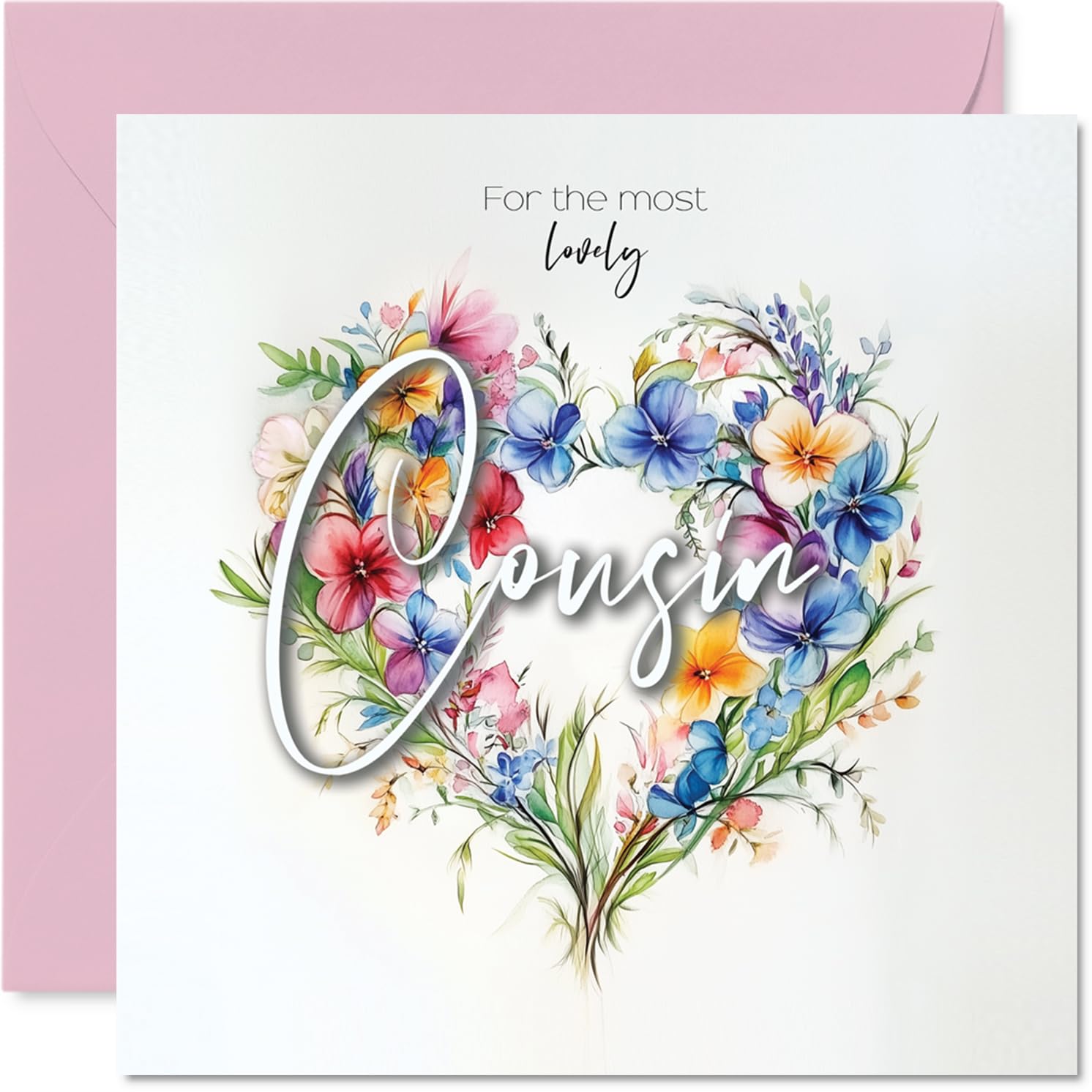 Cousin Birthday Card, Heart of Flowers