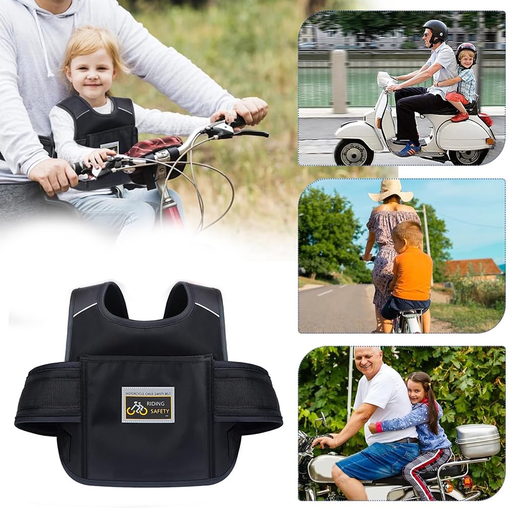 Cinturón de seguridad para moto infantil, nailon, 30 kg, capacidad de carga para moto y scooter
