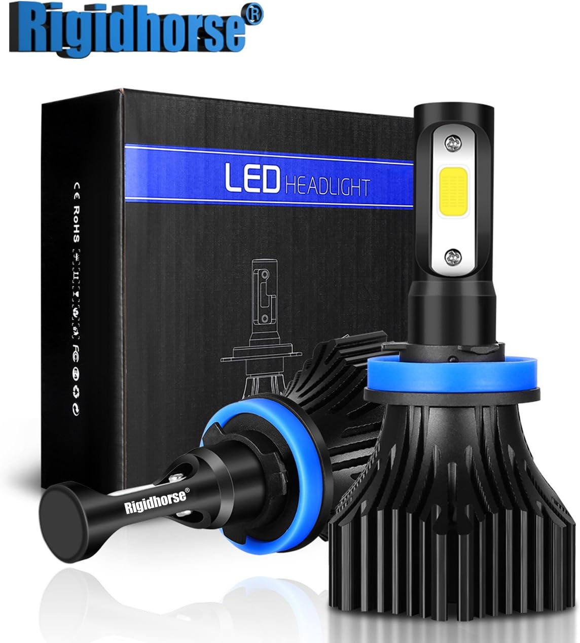 H11 LED Headlight Bulb Rigidhorse 50W 5000LM 6500K Cool White H11