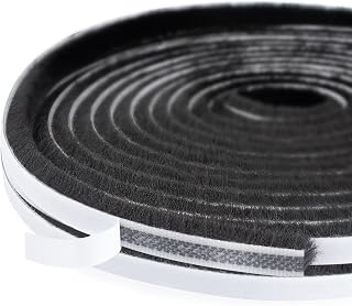 Brush Extraction Protection Tape for Door Window, 10m(L) x 9mm(W) x 15mm(T) Adhesive Brush Weatherscaling Sealing Strip Air Plug for Sliding/Front Door, Black