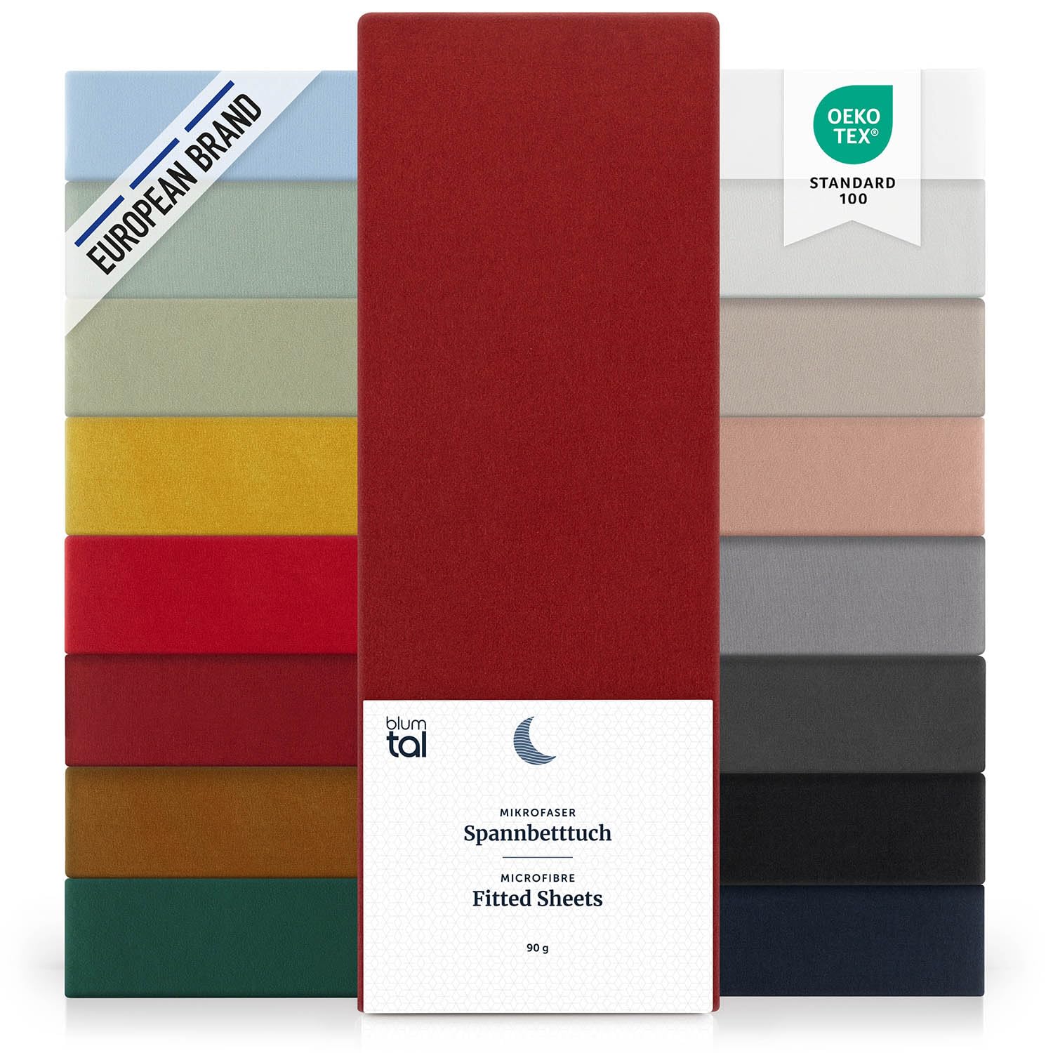 Blumtal Basics Sábana Bajera Ajustable de Microfibra Cepillada - Sábana Bajera para colchón de 25-27 cm de Altura, Cama 105: 105 x 190 x 30 cm, Rojo Oscuro